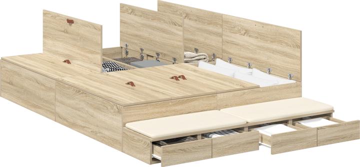 Produktbild VidaXL Storage Bed Frame Sonoma Oak 160x200 cm (160 x 200 cm)