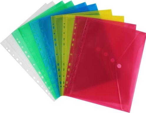 Produktbild Herba-Plastic Dokumententasche A4 mit Lochung und Klettverschluss 10 Stück farblich sortiert (A4, 10 x)