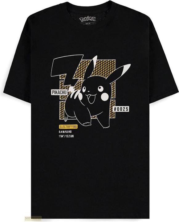 Difuzed Pokemon T-Shirt Black Pikachu Line-art Grösse L (L)