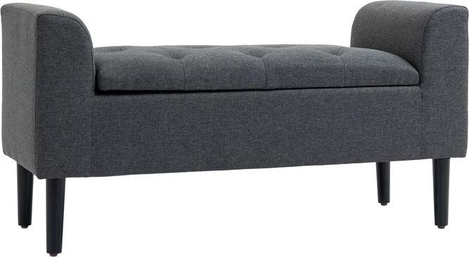 Produktbild Swisshandel24 Sitzbank mit Stauraum Polsterbank Sitzhocker Sitztruhe belastbar bis 130 kg Leinen-Touch Gummiholz D