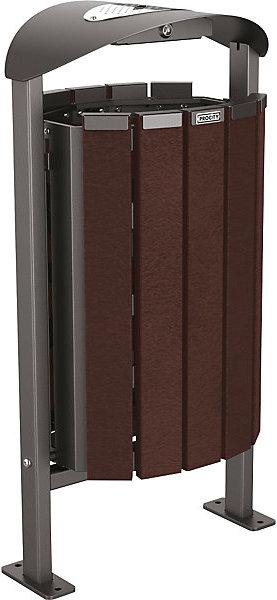 Actual product image SPL SILAOS® waste basket with ashtray, steel/recycled plastic, base plate (50 l)