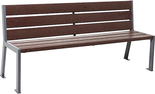 Actual product image SPL SILAOS® bench made of recycled plastic, with back rest, graphite black, brown, 6