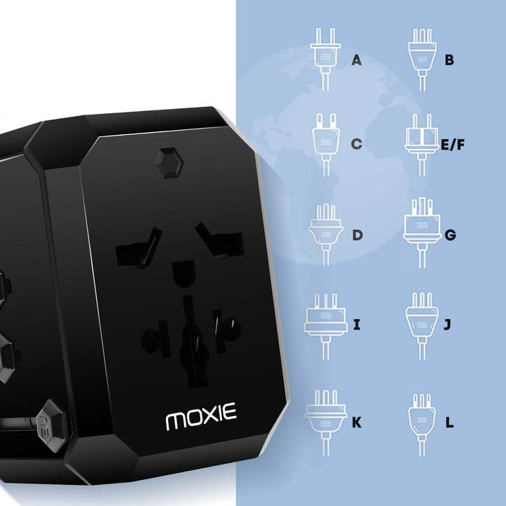 Actual product image Moxie Universal travel mains adapter