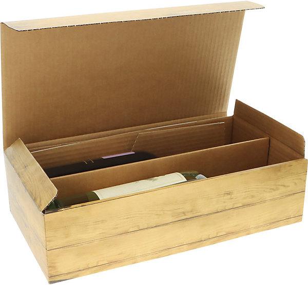 Produktbild kaiserkraft Flaschen-Geschenkkarton Holzkiste (2 x)