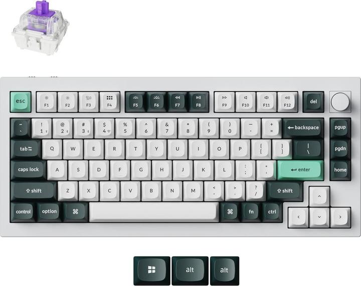 Actual product image Keychron Q1 HE 75% Mechanical Keyboard, Gateron Double-Rail Switches, White