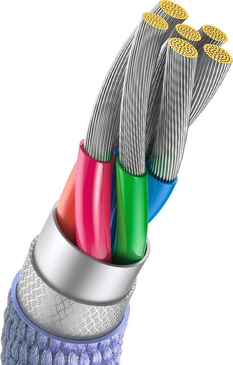 Actual product image Baseus Crystal Shine Series Fast Charging Data Cable USB to Type-C 100W 2m Purple (2 m, USB 2.0, 100 W)