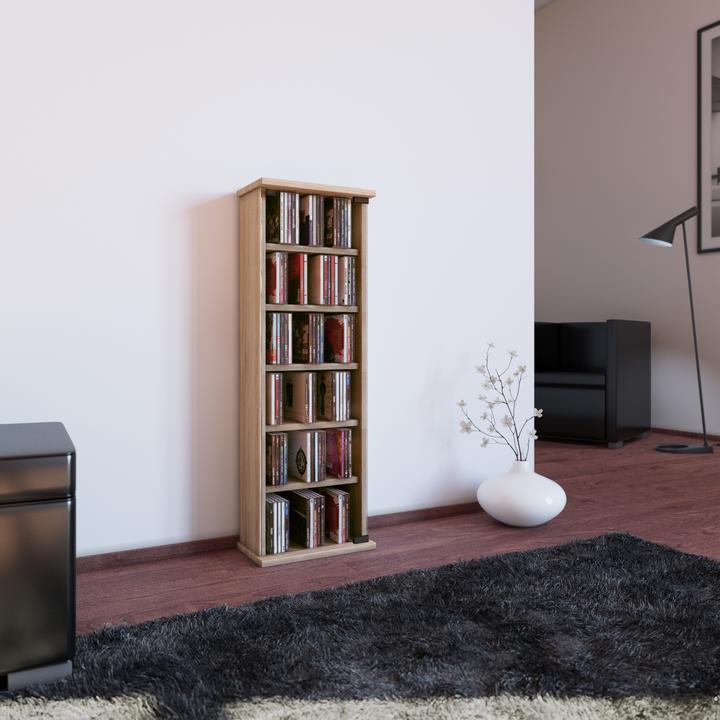 Produktbild VCM Holz CD DVD Stand Regal Vetro mit Glastür (31 x 18 x 92 cm)