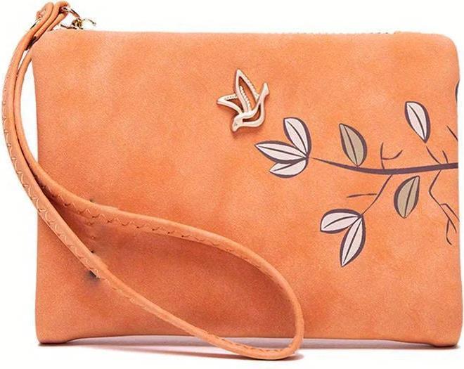 Actual product image Only-Bags.Store Stilvolle kurze Brieftasche mit Handschlaufe - Kartenhalter mit Blumenmuster in Beige, kompakte
