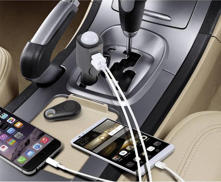 Actual product image Technaxx TX-100 auto alarm with charging function