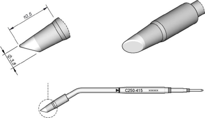 Produktbild JBC Lötspitze Serie C250, Rundform, C250415/Ø 3,8 mm, abgeschrägt (Lötspitze)