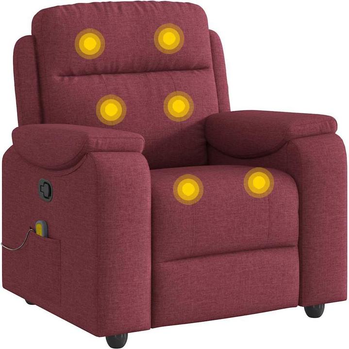 Produktbild VidaXL Massagesessel Weinrot Stoff Massage TV-Sessel