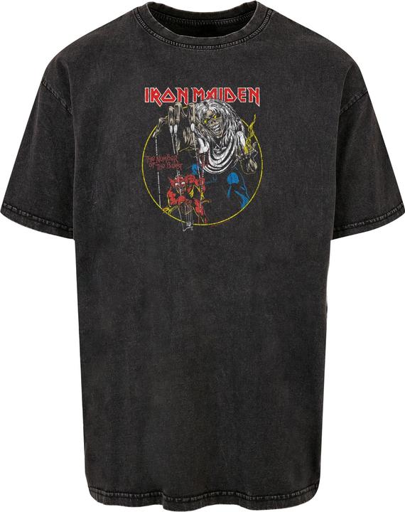Merchcode Iron Maiden - Colours Circle Acid Washed Heavy Oversized Tee - 114515