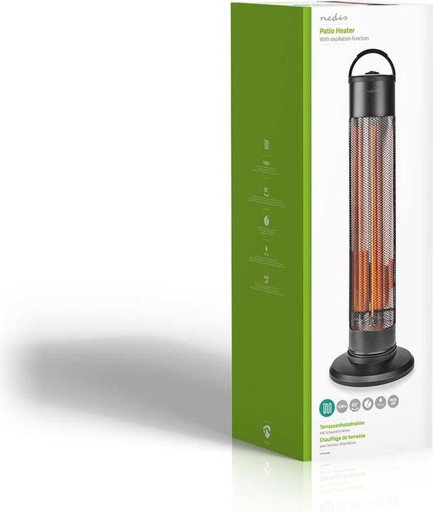 Actual product image Nedis HTPA20EBK black radiant heater (1200 W)