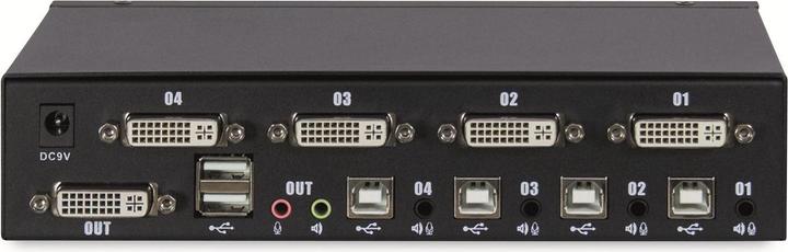 Produktbild Intertech KVM KVM-AS-41DA 4x DVI-I 8x 3pol 3,5mm Klinke 2x USB