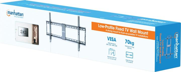 Actual product image Manhattan Ultra-flat TV wall bracket, rigid (Wall, 100", 70 kg)