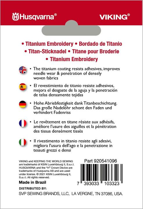 Produktbild Husqvarna Sticknadel Titanium 80/12, 5 Nadeln