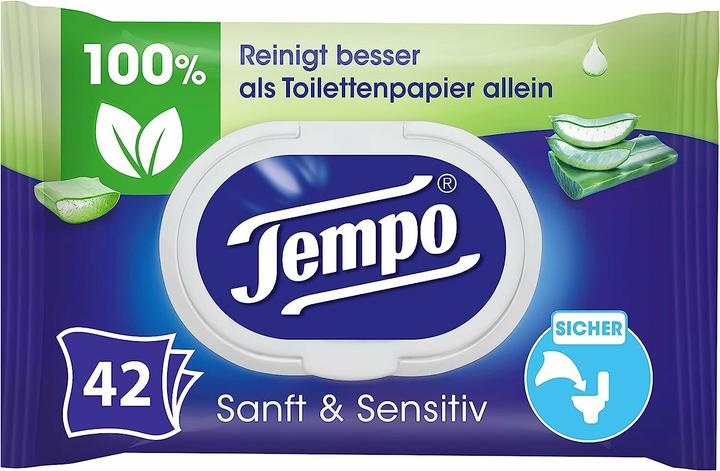 Produktbild Tempo Feuchttücher sanft&sensitiv Aloe Vera (42 Stück)