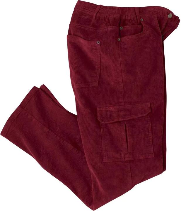 Atlas For Men Mens Corduroy Elasticated Waist Cargo Trousers