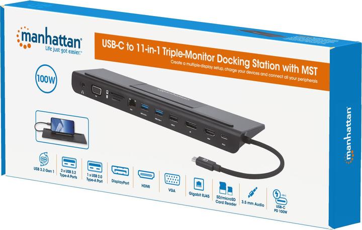 Produktbild Manhattan Triple-Monitor Dock (Docking Port, 3 Ports)