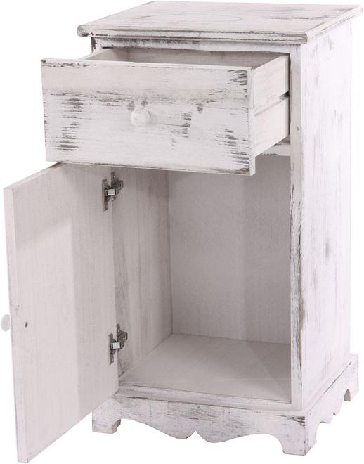 Produktbild Swisshandel24 Kommode Beistelltisch Nachttisch Telefontisch, 63x35x29cm, Shabby-Look, Vintage - weiss (63 x 35 x 29 cm)