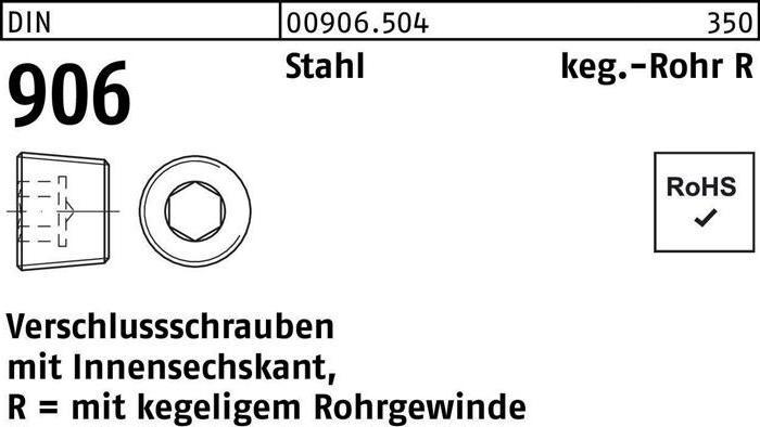 Image du produit Vis de fermeture DIN 906 avec 6 pans creux R 1/2 Acier