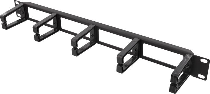 Deltaco 19" Kabelblende, 1HE, 5 Halterungen, Kabelmanagement, schwarz