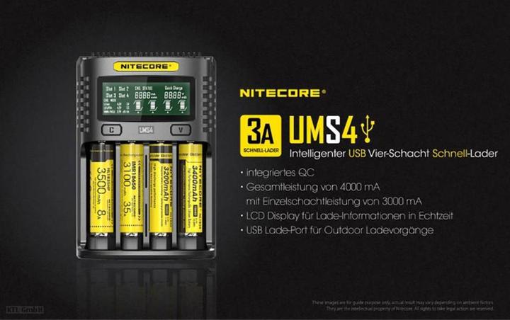 Produktbild Nitecore UMS4 USB-Schnell-Ladegerät (1 Stk., AAA, AA, Ladegerät inkl. Akku)