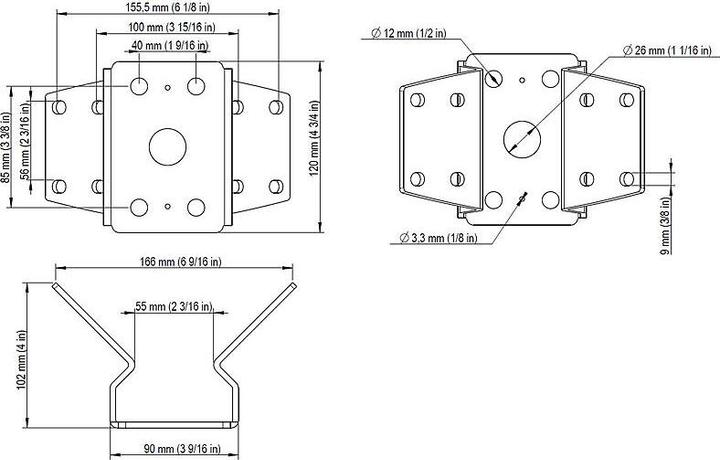Actual product image Axis T94R01B Corner mount bracket (Mounting kit)