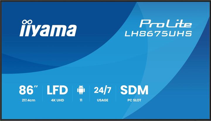 iiyama 86" 3840x2160, UHD IPS panel, Haze 25% (3840 x 2160 pixels, 86.60")