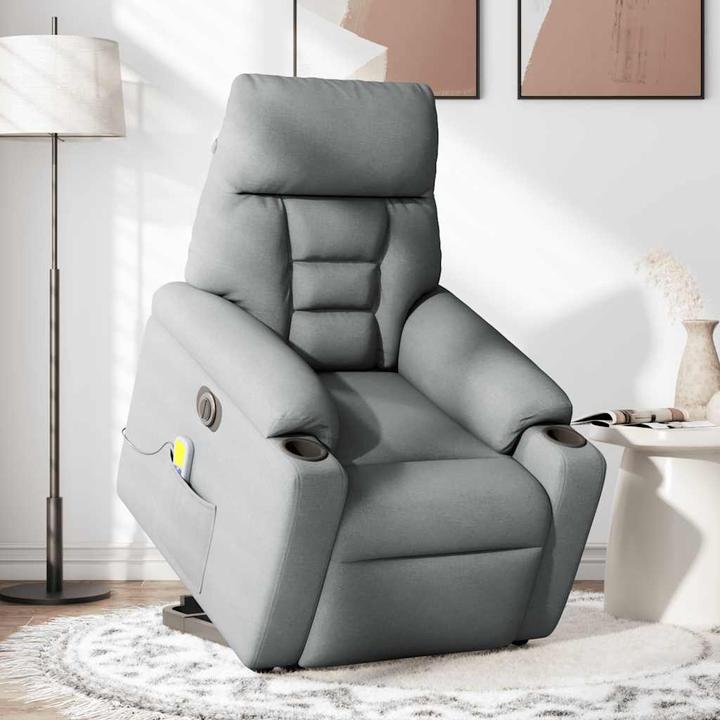 Immagine prodotto VidaXL Poltrona massaggiante elettrica con ausilio per la posizione eretta Tessuto grigio chiaro