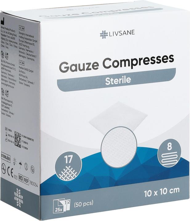 Actual product image Livsane Mullkompresse 10x10cm steril 2 x 25 Stk