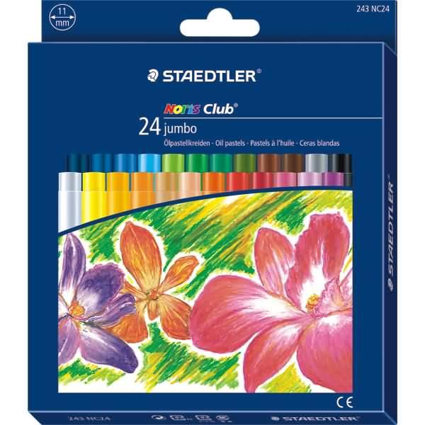 Actual product image Staedtler Noris jumbo 243 oil pastel crayon cardboard box with 24 pieces, assorted (Sorted, 24 x)