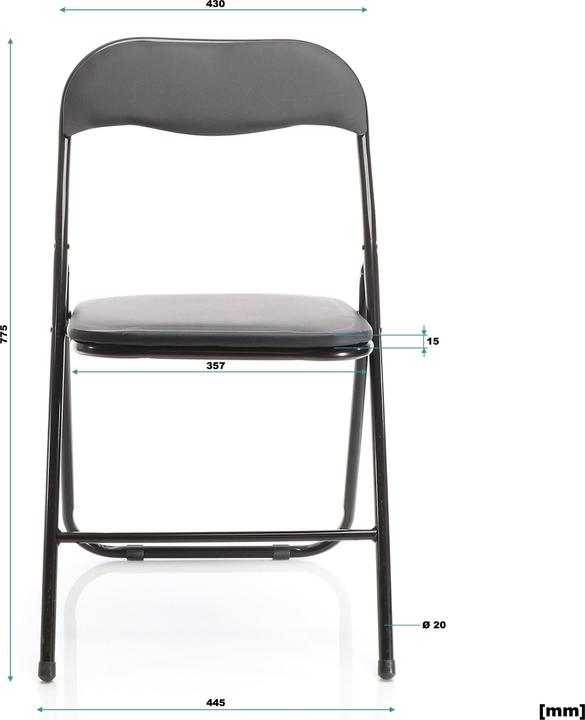 Immagine prodotto Wiltec Set di 4 sedie pieghevoli 46x50x81cm nero sedia da giardino pieghevole 200kg acciaio