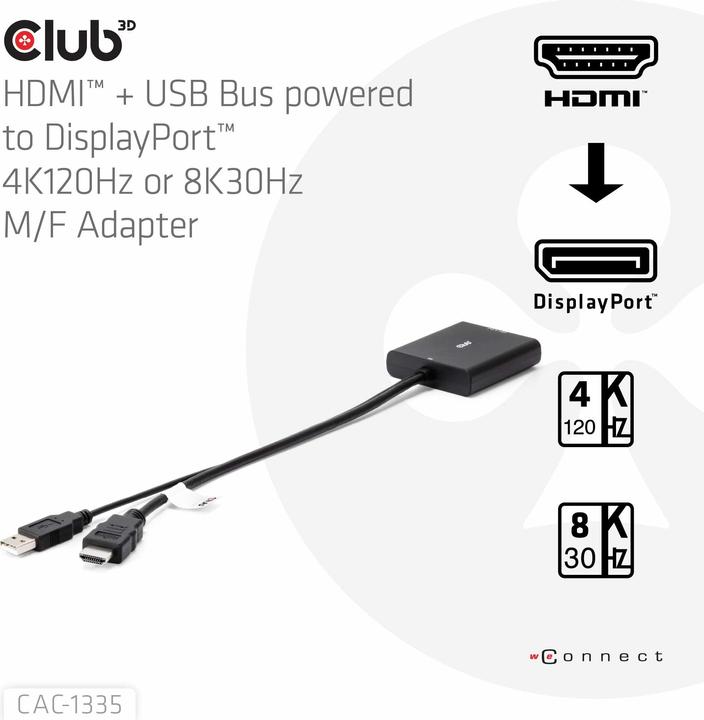 Actual product image Club 3D HDMI + Micro USB zu (DP, 0.72 cm)