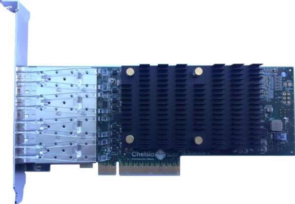 Actual product image Chelsio Network Card Quad-Port SFP+ 10 Gbit LP T540-LP-CR (PCI-E x8)