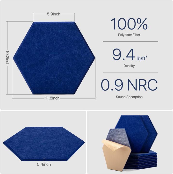 Actual product image Kuchoow Hexagon Acoustic Panels Self-adhesive