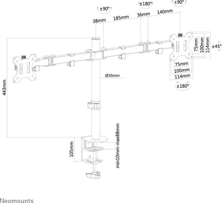 Produktbild Neomounts Schreibtischhalter FPMA-D550DBLACK (Tisch, 32")