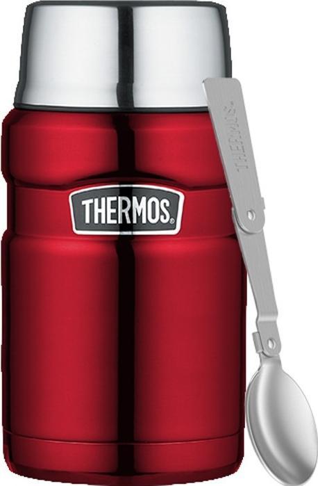 Thermos Termos na jedzenie z łyżką i kubkiem - czerwony