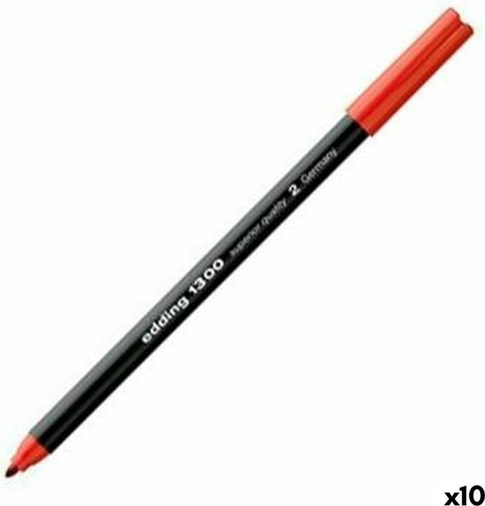 Image du produit Edding 1300 Feutres de coloriage médium - rouge - 10 feutres - pointe ogive 2 mm - feutre pour dessiner et (Rouge, 10 x)