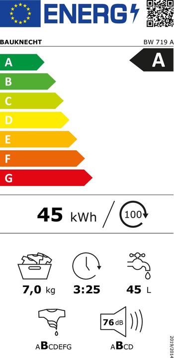 Energie-Label Bauknecht BW 719 A (7 kg, Links, EU-Stecker)