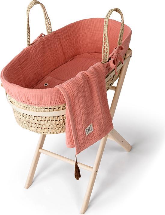 Funnababy Ensemble Couffin de Moïse en Mousseline - Corail - Rose - 85 cm