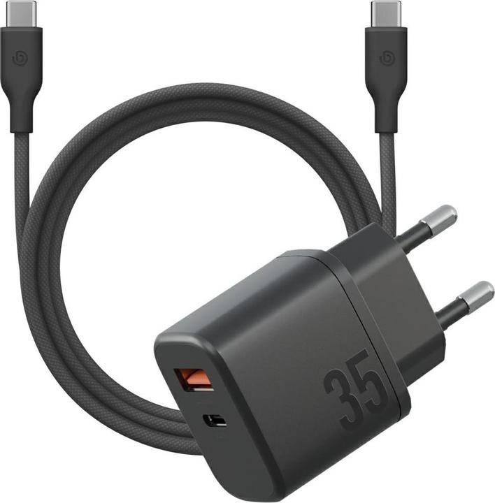 Energea Wall Charger Bazic Goport Velox Kit 1xUSB-C 1xUSB-A GaN 35W with cable black (35 W)