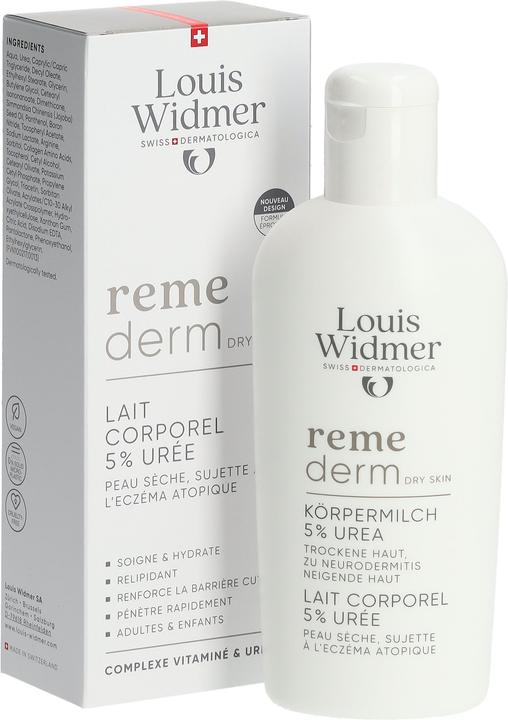 Actual product image Louis Widmer Remederm Körpermilch 5% Urea (Body milk, 200 ml)