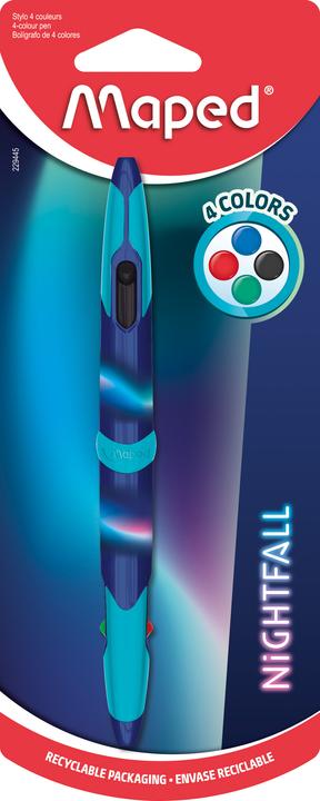 Maped Stylo à bille quadri Twin Tip NIGHTFALL, blister (Bleu, 1 x)