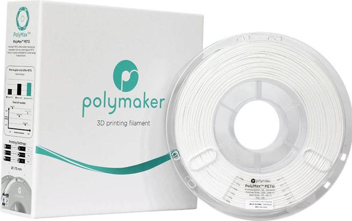 Actual product image Polymaker PB02002 PolyMAX Tough Filament PETG high stiffness, heat resistant (PETG, 1.75 mm, 750 g, White)