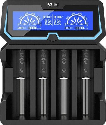 Xtar Battery charger for X4 18650 AA AAA cells Ni-MH Li-Ion 4 places (1 pcs., 12650, 13500, 13650, 14500, 14650, 16340, 16650, 17335, 17355, 17500, 17650, 17670, 18350, 18490, 18500, 18650, 18700, 20650, 21700, 22650, A, Sub-C, AA, AAA, Battery + charger)