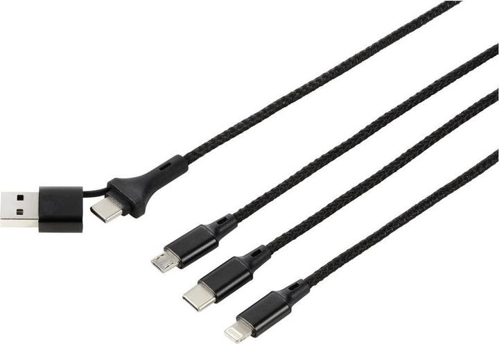 Produktbild No Name USB-Ladekabel USB 2.0 USB-A Stecker, USB-C® Stecker, USB-Micro-B Stecker, Apple (3 m, USB 2.0)