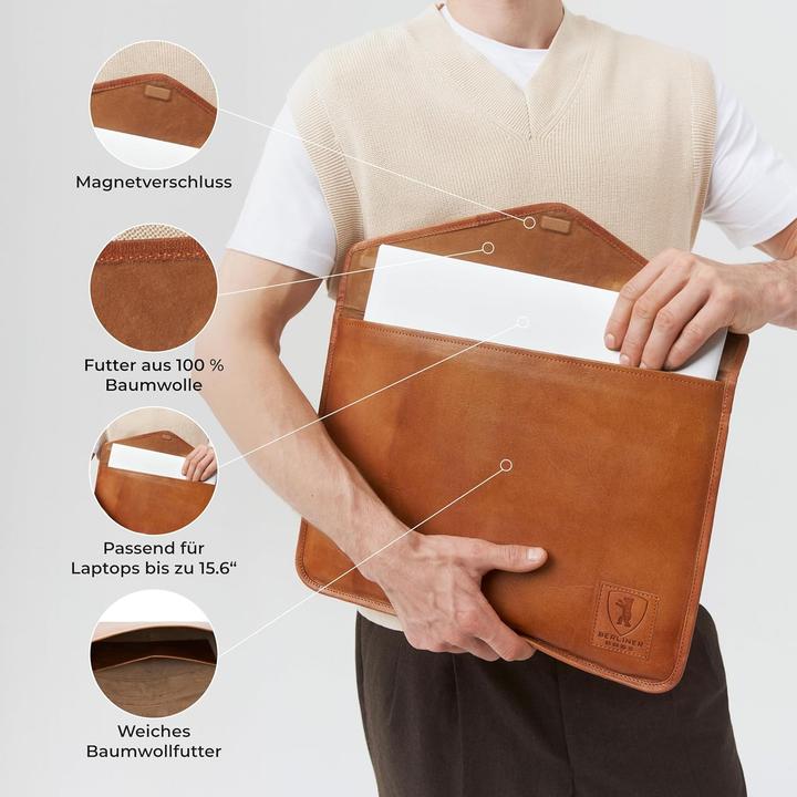 Actual product image Berliner Bags Vintage Laptoptasche aus Leder (15.60")