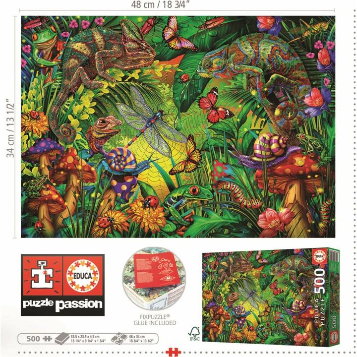 Image du produit Educa Puzzle La vie colorée de la jungle 500 pièces (500 pièces)