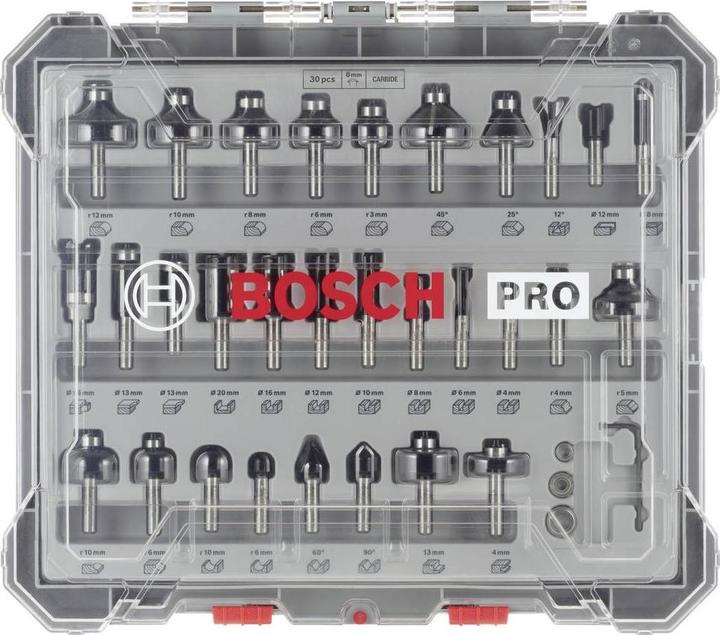 Produktbild Bosch Professional Zubehör 30-teiliges Fräser-Set, 8-mm-Schaft für Handfräsen